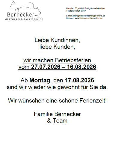 Betriebsferien!